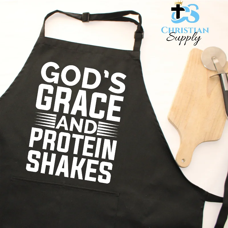 God's Grace and Protein Shakes Apron