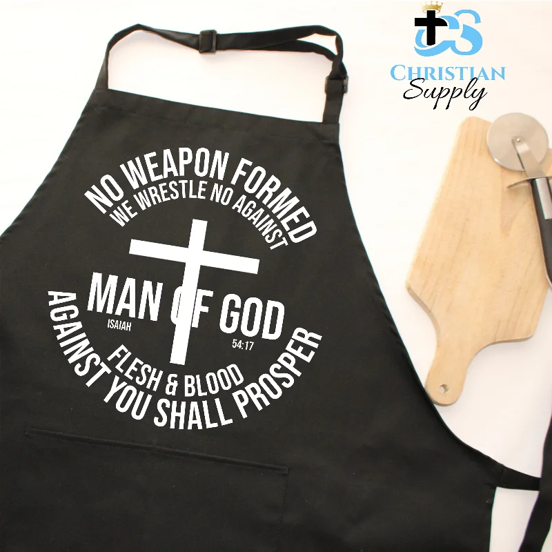 Man of God No Weapon Formed Apron