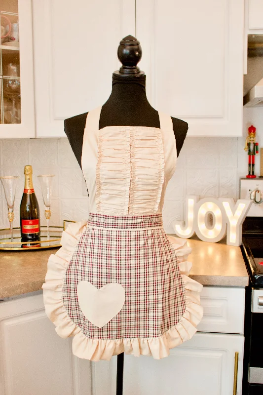 Vintage Darling in Tan Plaid/Christmas Apron