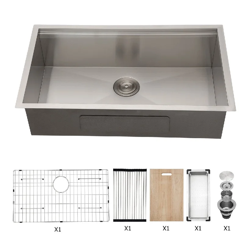 18-Gauge Stainless Steel Rectangle Undermount Single Bowl Kitchen Sink