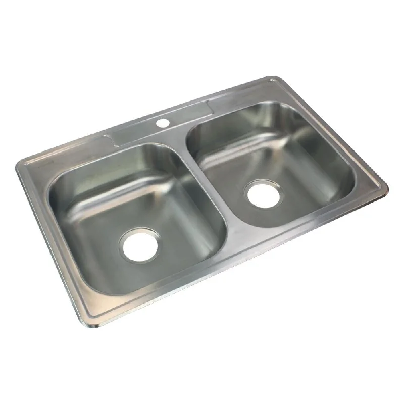 Transolid Select 33-in 22 Gauge Drop-in Double Bowl Kitchen Sink