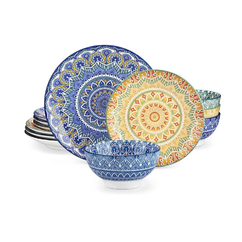 12-Piece Vancasso Mandala Porcelain Dinnerware Set