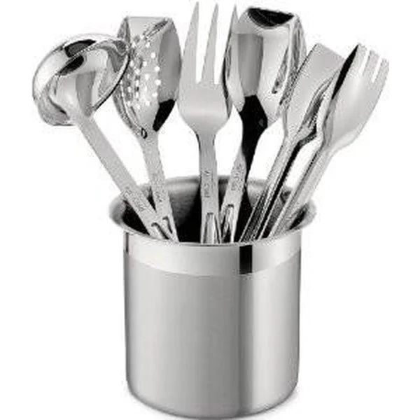 All-Clad Stainless Steel Cook & Serve 6 piece Utensil Set with Holder - Floor Model