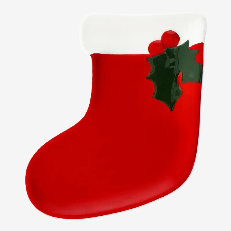 Christmas stocking shaped serving dish