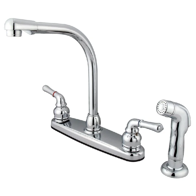 Kingston Brass Chrome 8" Centerset High Arch Kitchen Faucet With Sprayer KB751SP