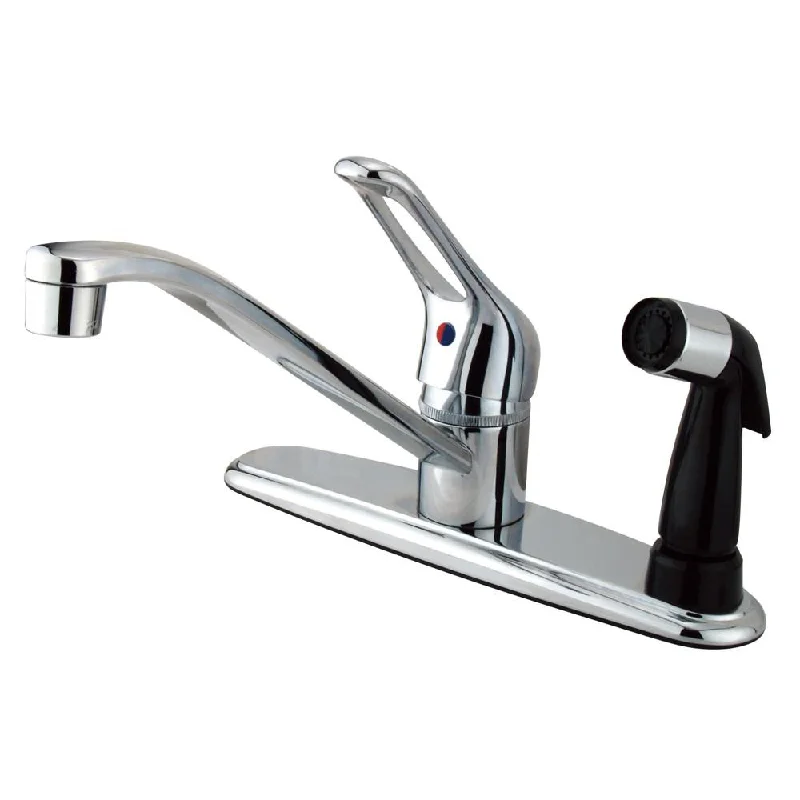 Kingston Brass Chrome Single Handle Kitchen Faucet With Black Sprayer KB563