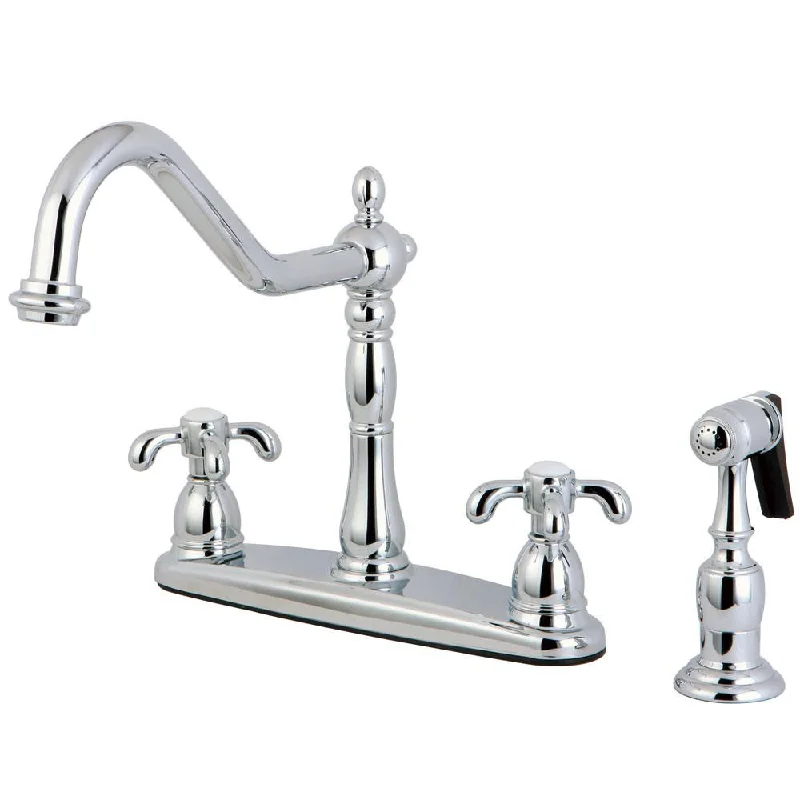 Kingston Chrome French Country Centerset Kitchen Faucet w Sprayer KB1751TXBS