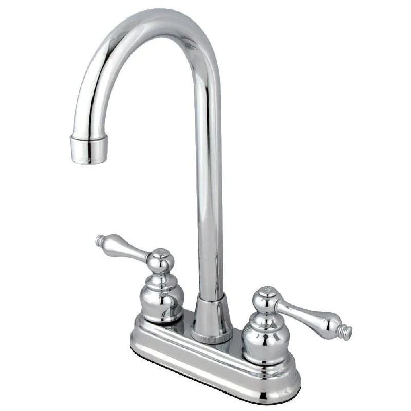 Kingston Chrome Two Handle 4" Centerset High-Arch Bar Prep Sink Faucet KB491AL