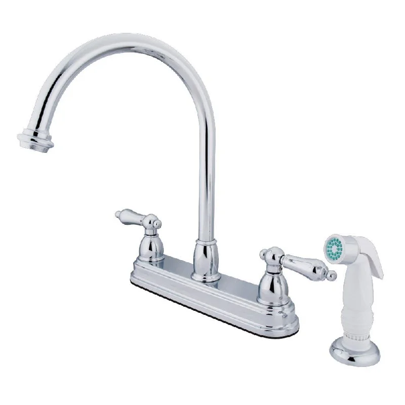 Kingston Chrome Two Handle 8" Kitchen Faucet with Non-Metallic Sprayer KB3751AL