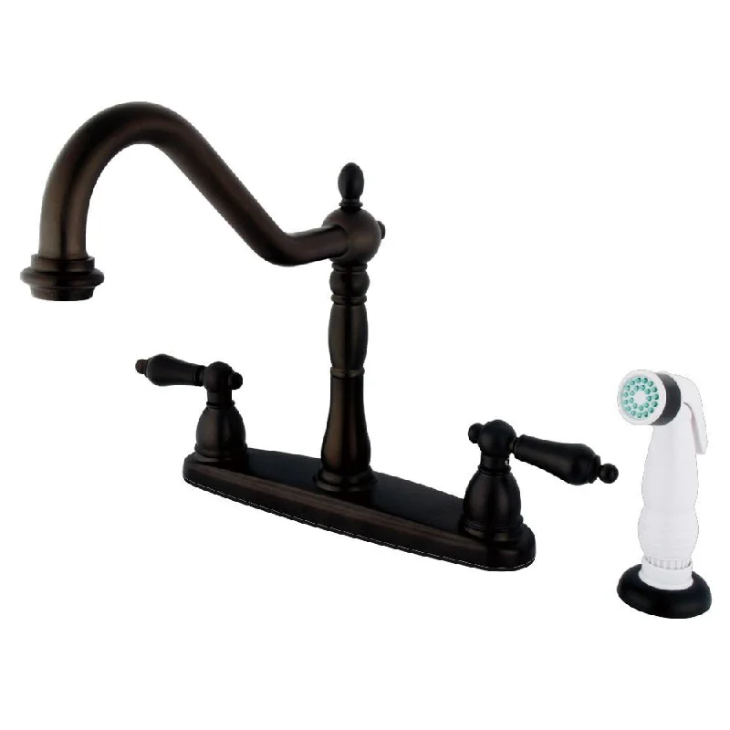 Kingston Oil Rubbed Bronze 8" Centerset Kitchen Faucet with Sprayer KB1755AL