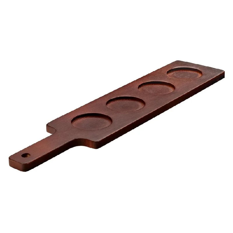 Libbey 16.9" x 3.5" Four Hole Tasting Paddle, Mahogany Wood 12 /Case