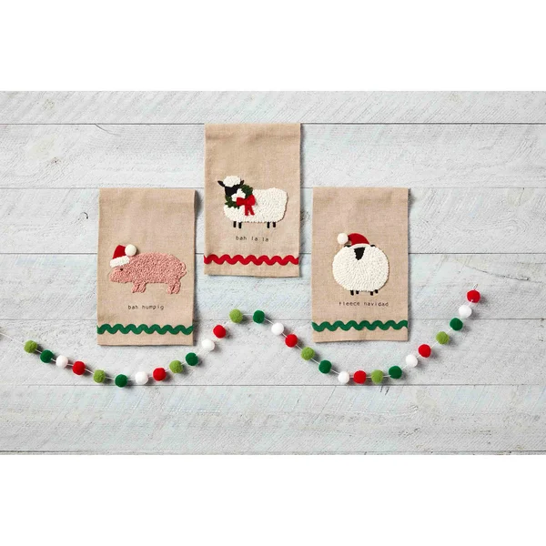 Mud Pie - Farm Christmas Pom Towel