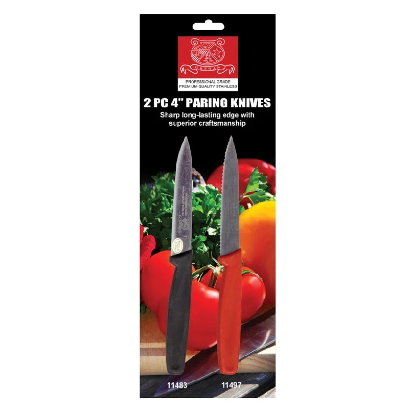 Nella 4" Paring Knife Set, Black / Red Handles, 2 /Set