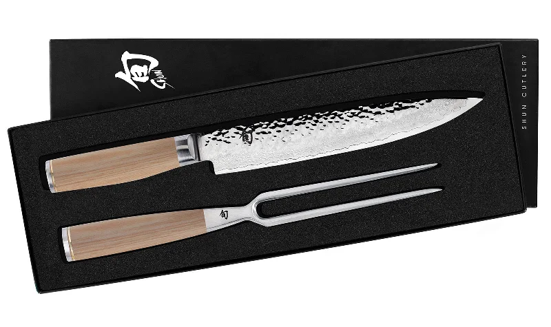 Shun Premier Blonde 2 Piece Carving Set with 9.5 Inch Slicing Knife and Carving Fork