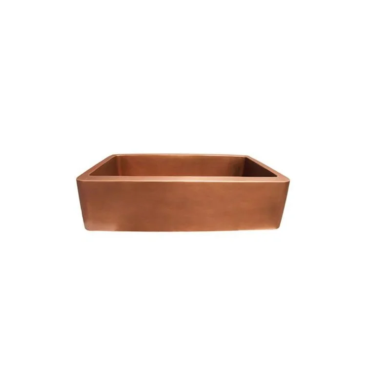 Kitchen Sink 36L x 22W Inch Single Bowl Austin Smooth Farmer Smooth Antique Copper Round Edge Rectangle