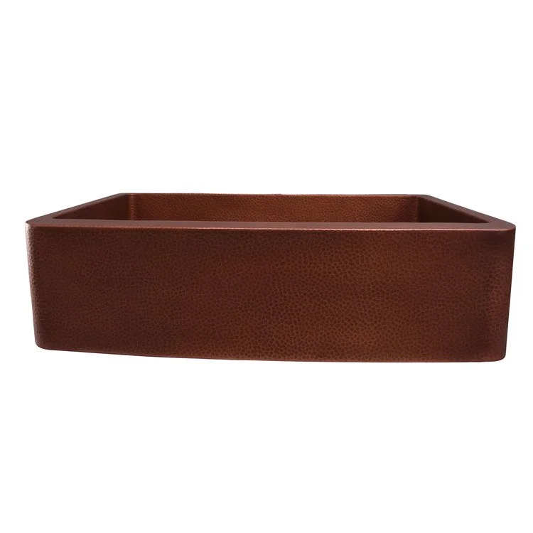 Kitchen Sink 34L x 22W Inch Single Bowl Gatsby Farmer Hammered Antique Copper Round Edge Rectangle