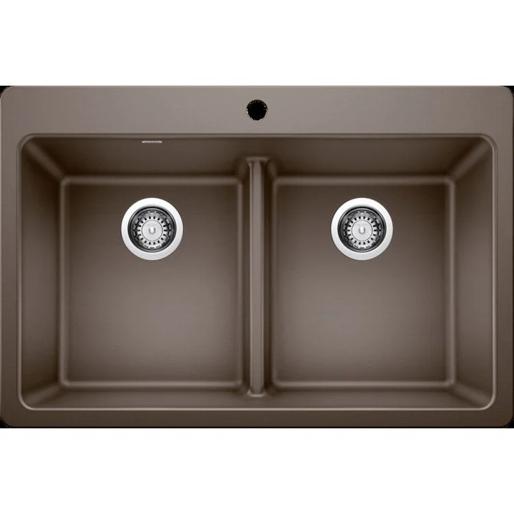 Kitchen Sink Corence 33 x 22 Inch Double Bowl Equal Double Low Divide 1 Hole Cafe Drop-In/Undermount