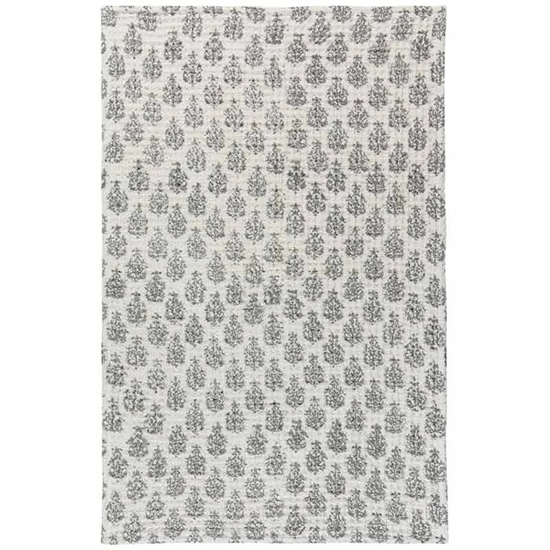 Blomma Block Print Dishtowel in Dove Gray