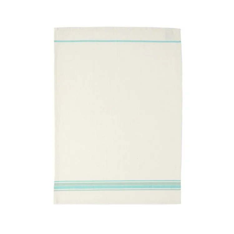 French Stripes 100% Cotton Kitchen Towels Set of 2 - Aqua