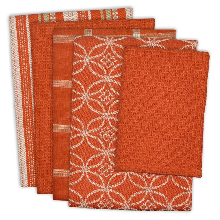 DII Assorted Spice Dish Towels and Dish Cloth Set of 5