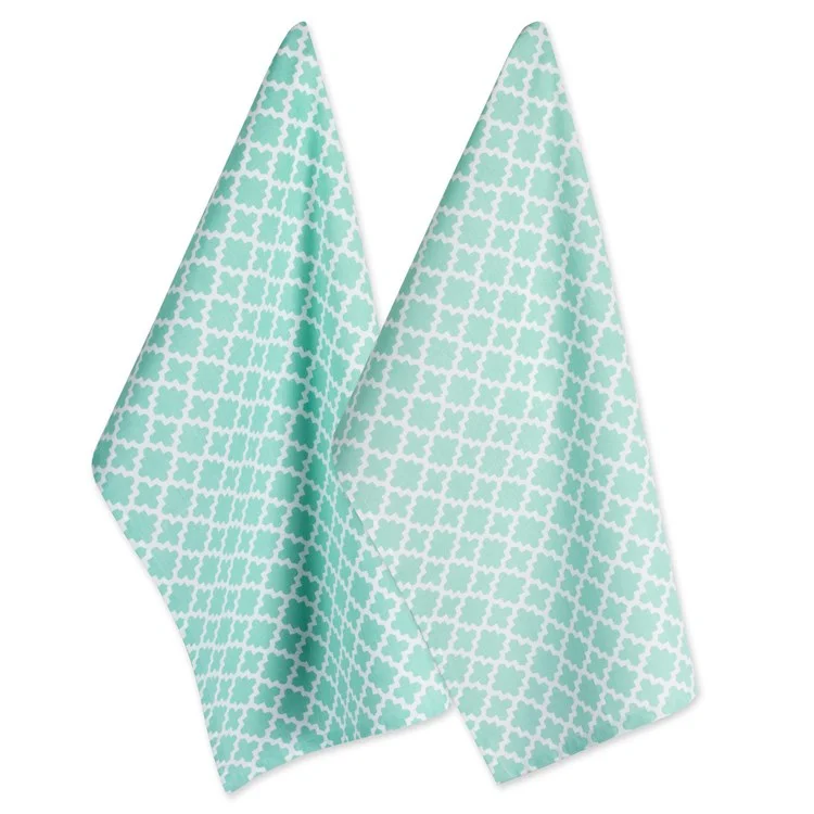 DII Aqua Lattice Dish Towels Set of 2