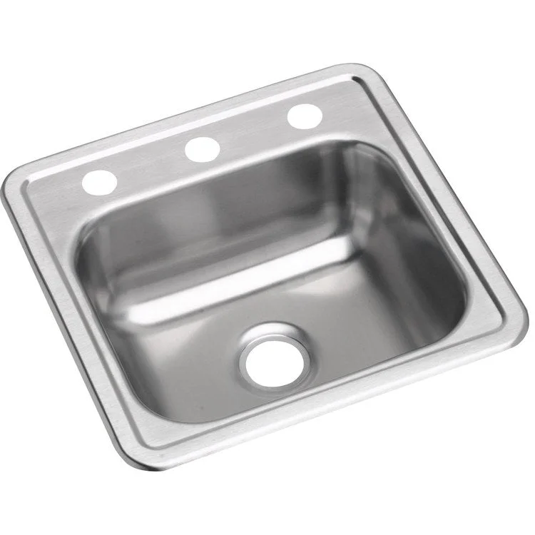 Bar Sink Dayton 15 x 15 Inch Single Bowl with Drain Opening 3 Hole ADA Satin Drop-In Square Drain Size 2 Inch