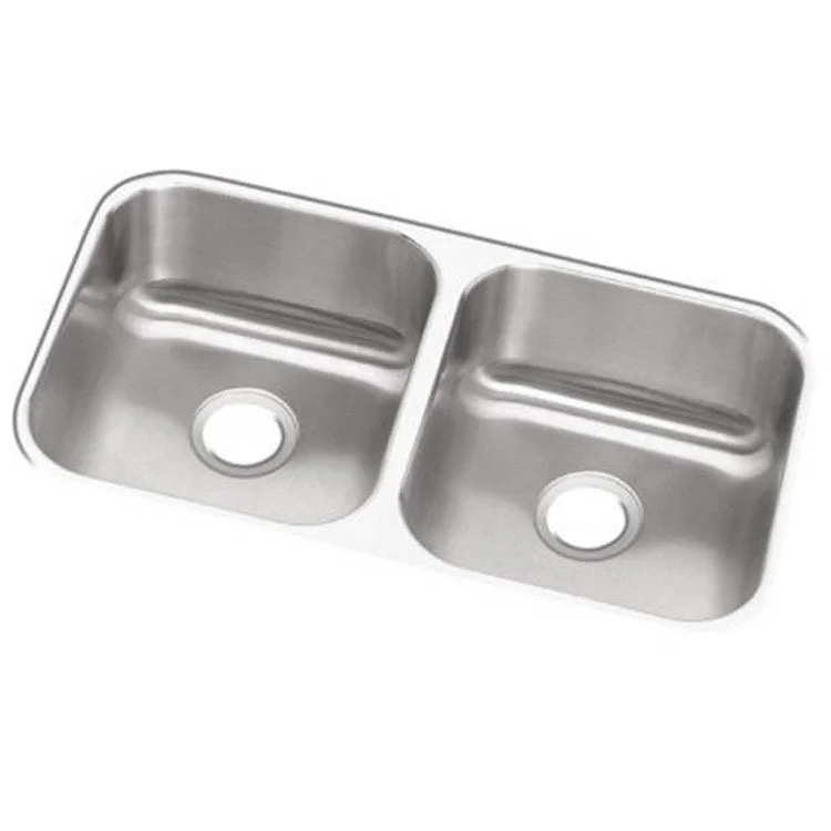 Kitchen Sink Dayton 31.75 x 18.25 Inch Double Bowl Equal Soft Satin Undermount 8 Inch