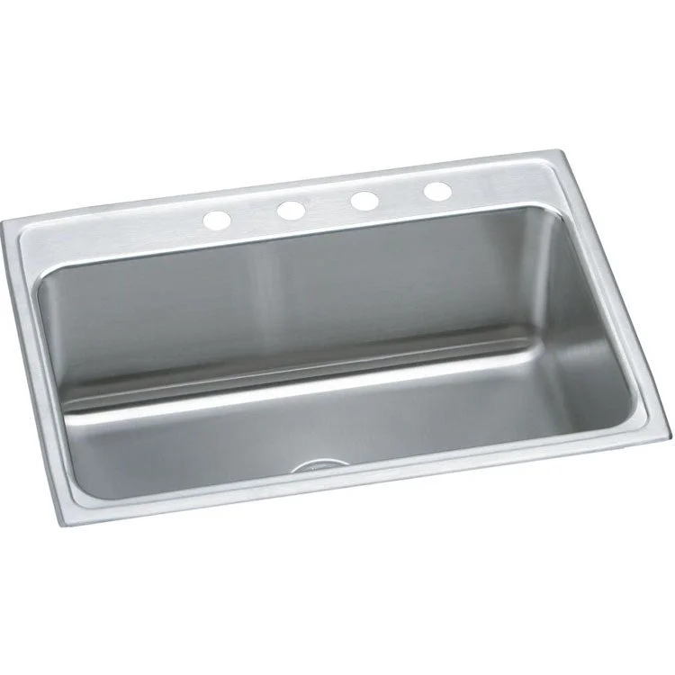 Gourmet Lustertone 31" Single Bowl Stainless Steel Drop-In Kitchen Sink with 4 Holes