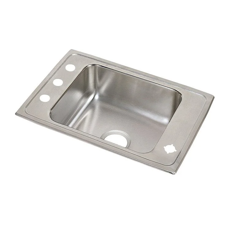 Classroom Sink Lustertone 25 x 17 Inch Single Bowl ADA 2LM Hole Lustrous Satin Drop-In Minimum Cabinet Size 30 Inch 4 Inch 18 Gauge Bottom Only Pads 64090012 Mounting Hardware Included for Countertops Up to 3/4IN