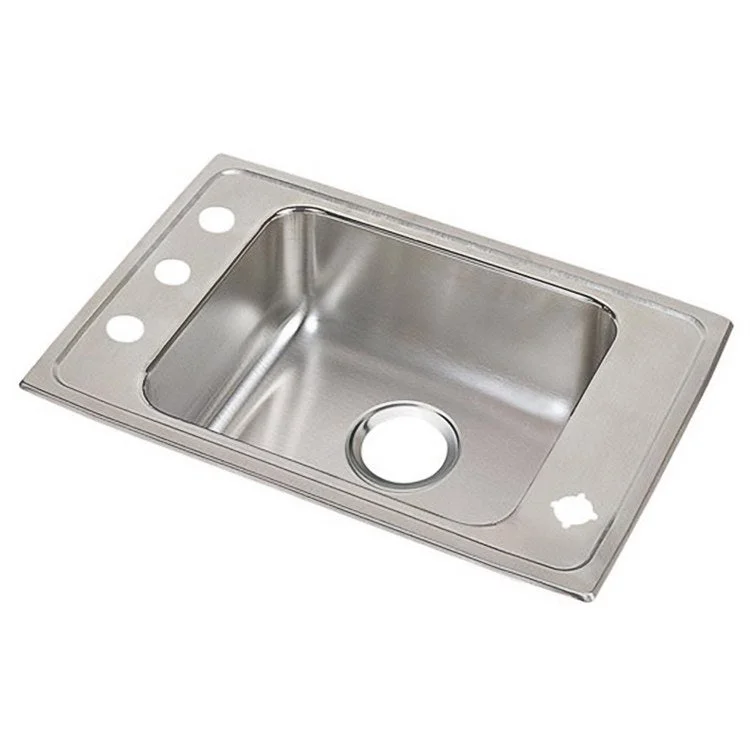 Classroom Sink Lustertone 31 x 19.5 Inch Single Bowl ADA 4 Hole Lustrous Satin Drop-In Minimum Cabinet Size 36 Inch 5 Inch 18 Gauge Bottom Only Pads 64090014 Mounting Hardware Included for Countertops Up to 3/4IN