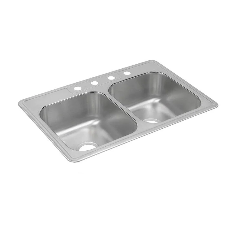 Kitchen Sink Dayton 33 x 22 Inch Double Bowl Equal 3 Hole Satin Drop-In 8-1/5 Inch