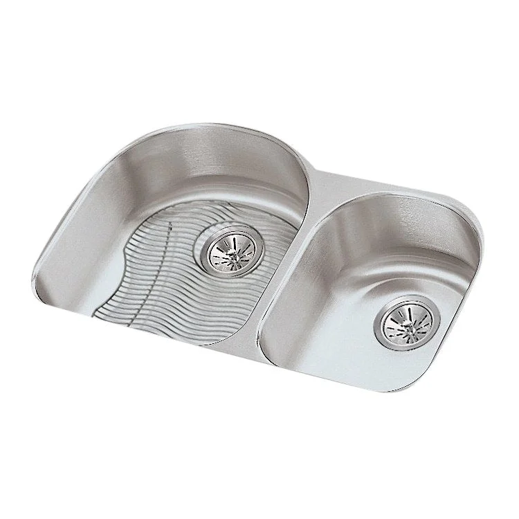 Kitchen Sink Harmony 31 x 20 Inch Double Bowl Offset 60/40 Kit Lustrous Satin Undermount