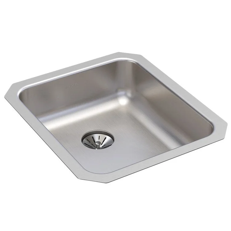 Kitchen Sink Lustertone Classic 16 x 18.5 Inch Single Bowl with Perfect Drain ADA Lustertone Undermount Rectangle Drain Location Rear Center Depth 6-7/8 Inch Bottom Only Pads