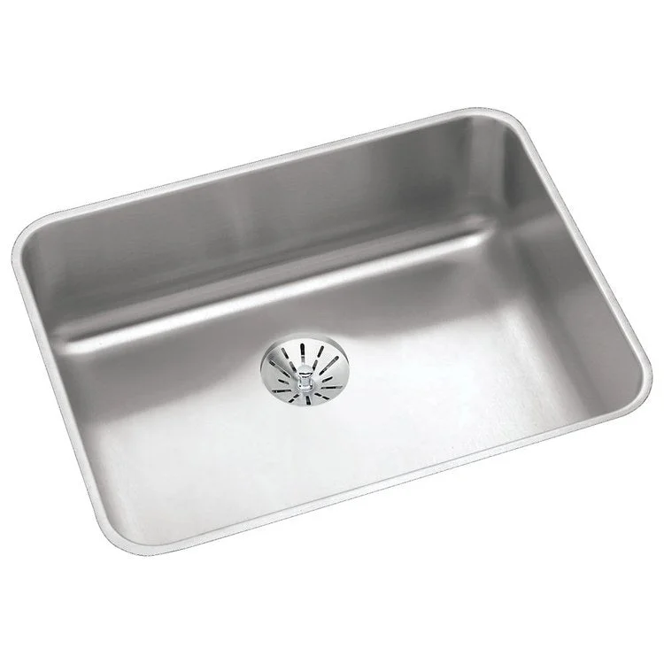 Kitchen Sink Lustertone Classic 23.5 x 18.25 Inch Single Bowl with Perfect Drain ADA Lustertone Undermount Rectangle Drain Location Rear Center Depth 4-7/8 Inch Bottom Only Pads