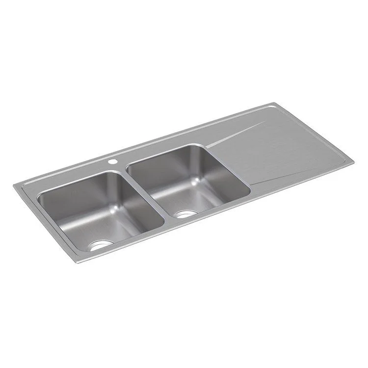 Lustertone Classic 48" Equal Double Bowl Stainless Steel Drop-In Kitchen Sink with Drainboard/1 Hole