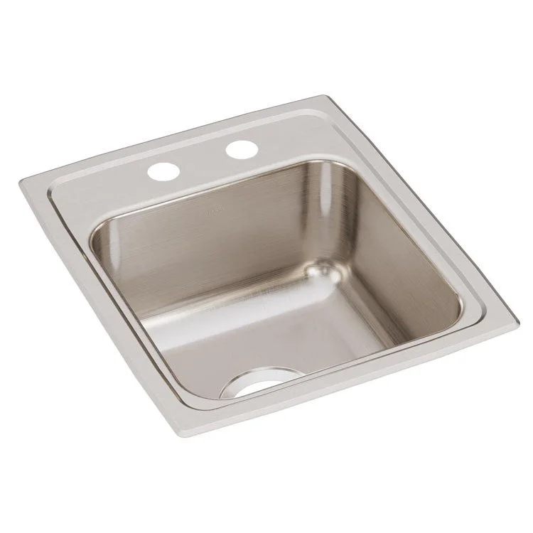 Gourmet Lustertone 15" Single Bowl Stainless Steel Drop-In Bar/Prep Sink with 2 Holes