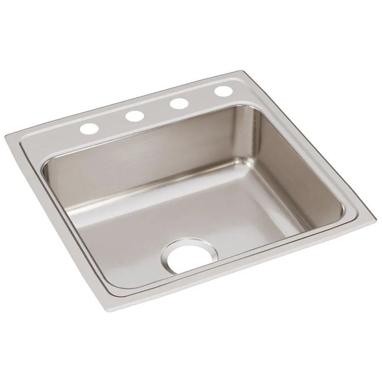 Lustertone Classic 22" Single Bowl Stainless Steel Drop-In Kitchen Sink with 4 Holes