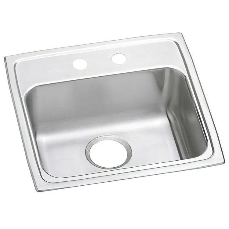 Kitchen Sink Lustertone Classic 19 x 18 Inch Single Bowl MR2 Hole ADA Lustrous Satin Drop-In Rectangle Drain Location Rear Center Depth 6 Inch Bottom Only Pads