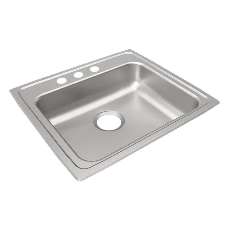 Lustertone Classic 22" Single Bowl ADA Stainless Steel Drop-In Kitchen Sink with 3 Holes