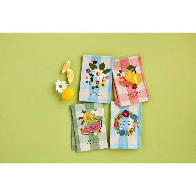 Mud Pie - Fruity Floral Check Towel