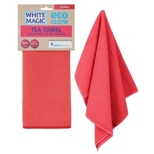 White Magic - Eco Cloth Tea Towel - Coral